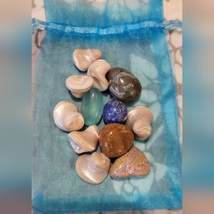 Assorted Crystals in Blue Organza Bag